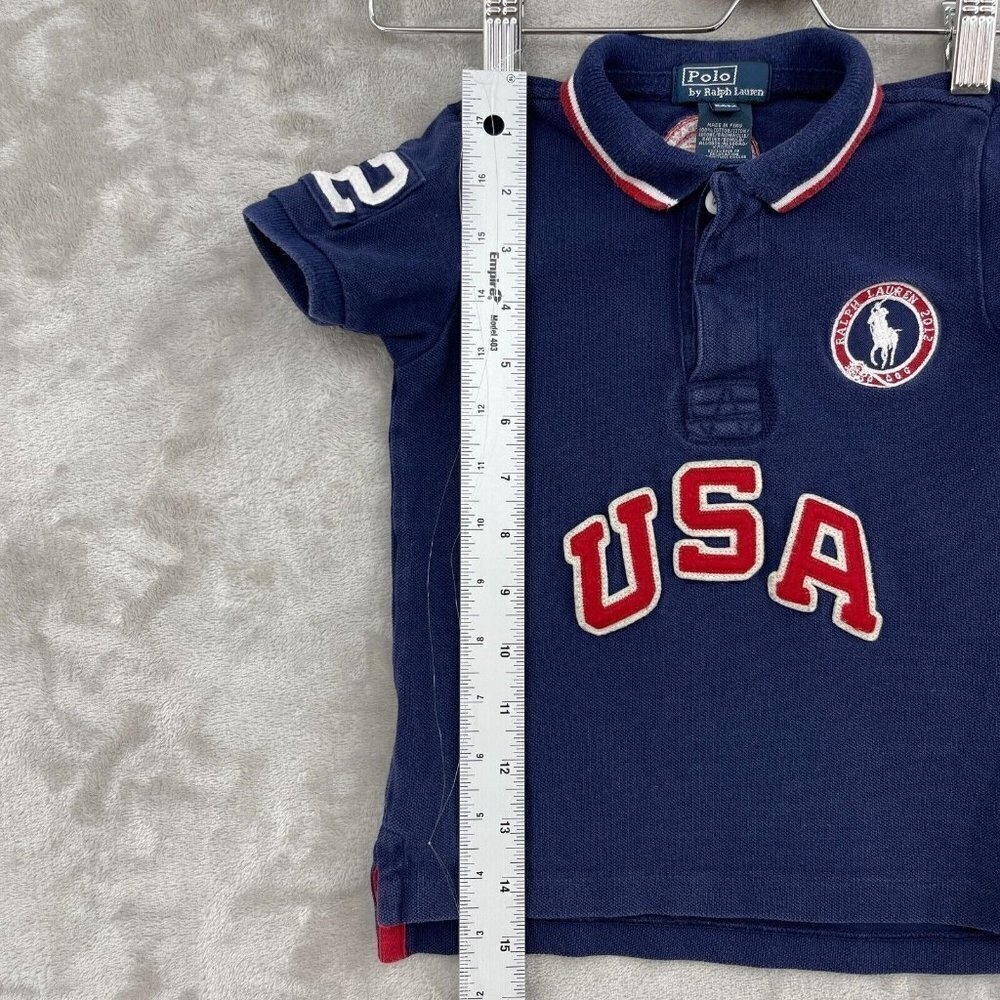 Polo Ralph Lauren 2012 USA Olympic Team Embroidered Polo Shirt Navy Boy's 24M - Picture 9 of 10